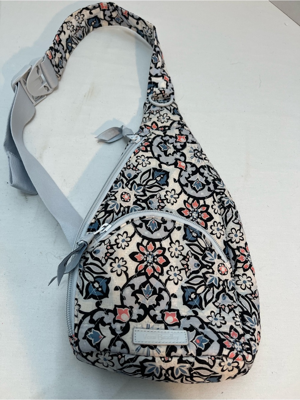 Vera Bradley Quilted Floral Sling Bag in Cream, Black, Blue, Pink